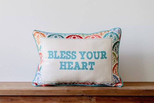 Scalloped Bless Your Heart Piped Pillow