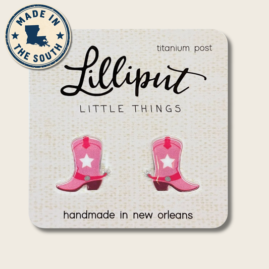 Pink Cowgirl Boot Earrings