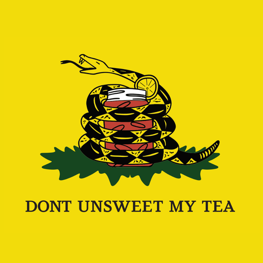 Funny southern saying shirt Don't Unsweet My Tea close up of snake and sweet tea illustration